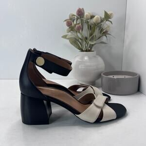 Vionic Salinas Supportive Orthotic Heeled Sandals Black Cream Women 7 Tried On